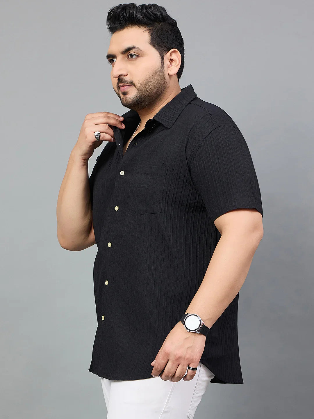 Men Plus Size Isco Solid Shirt - bigbanana