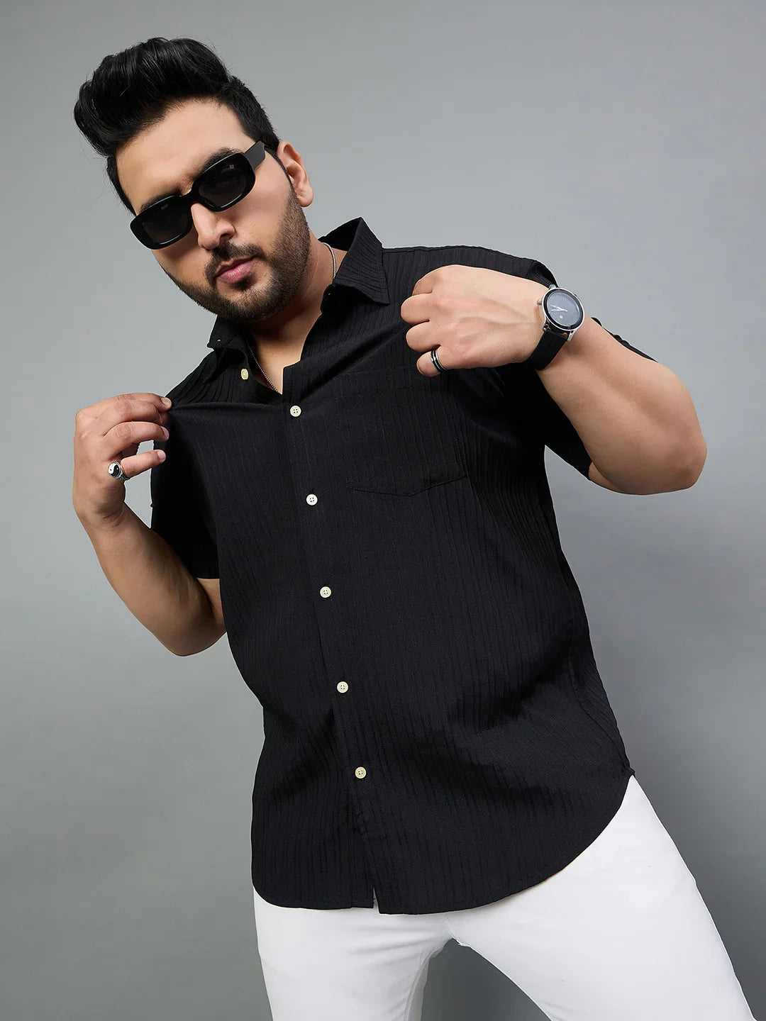 Men Plus Size Isco Solid Shirt - bigbanana