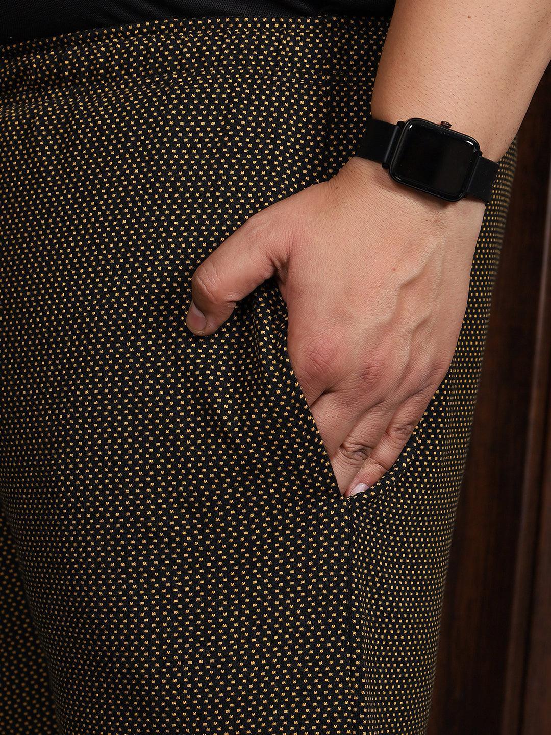 Men Plus Size Jaan-Yellow Jacquard Shorts - bigbanana