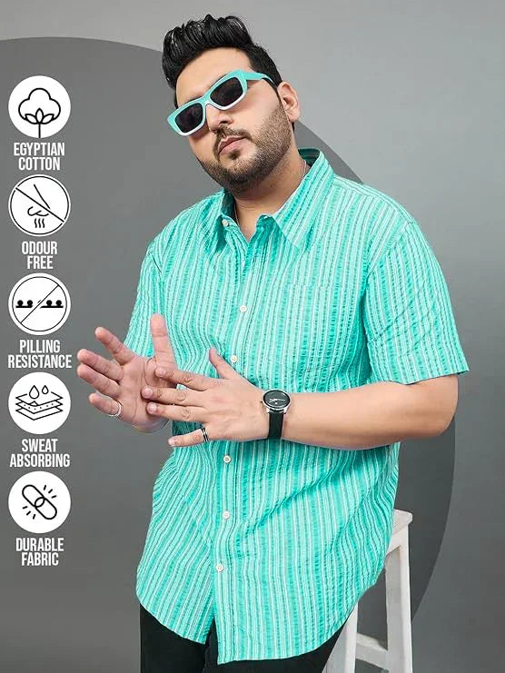 Men Plus Size Jae Green Striped Shirt