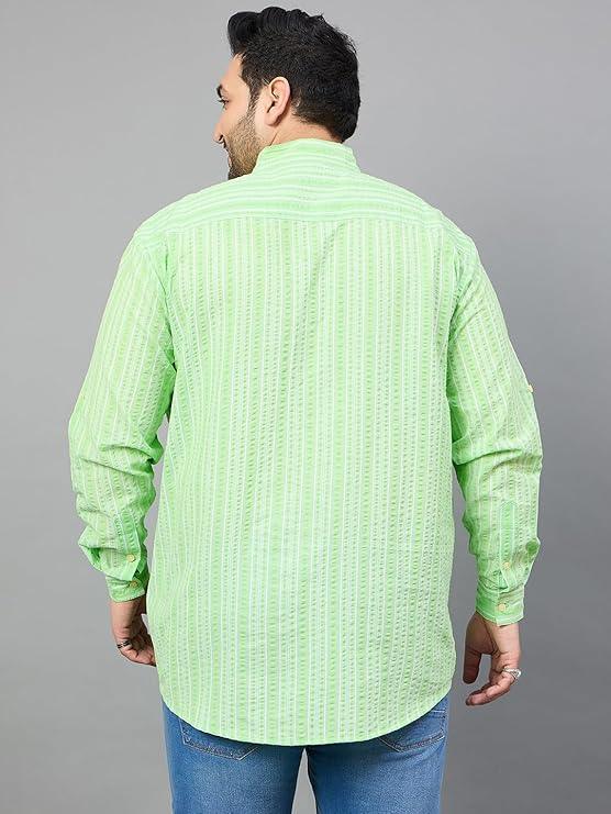 Men Plus Size Jaylen Striped Short Kurta - bigbanana