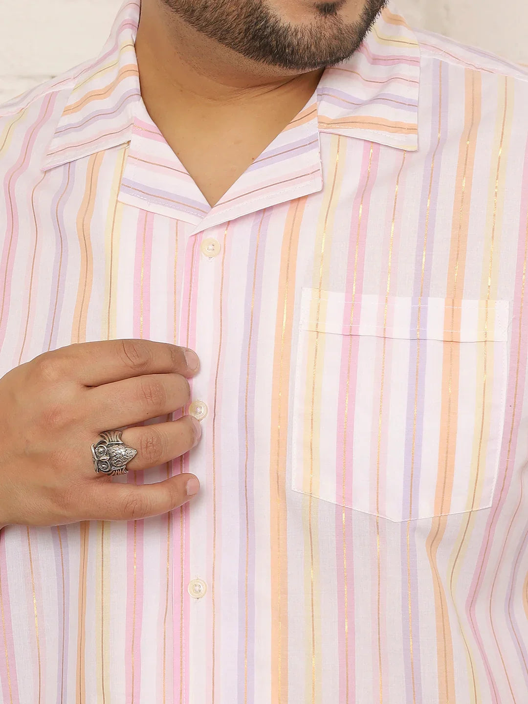 Men Plus Size Jivina Multicolor Striped Shirt - bigbanana