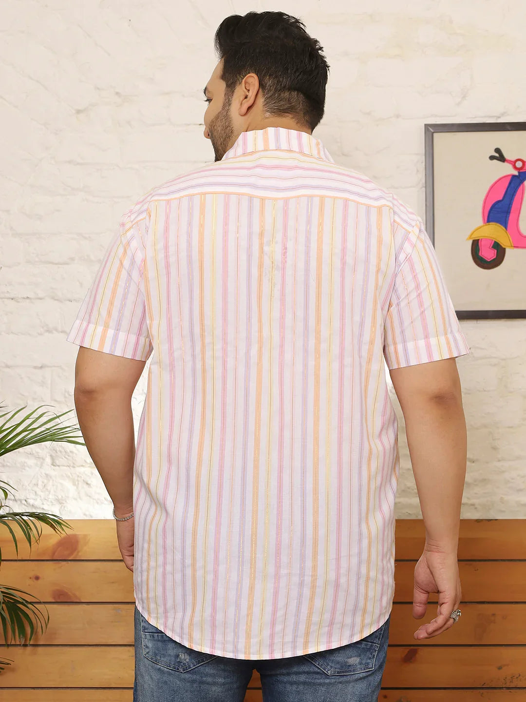 Men Plus Size Jivina Multicolor Striped Shirt - bigbanana
