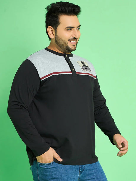 Men Plus Size Rhett Colorblock Henley Tshirt - bigbanana