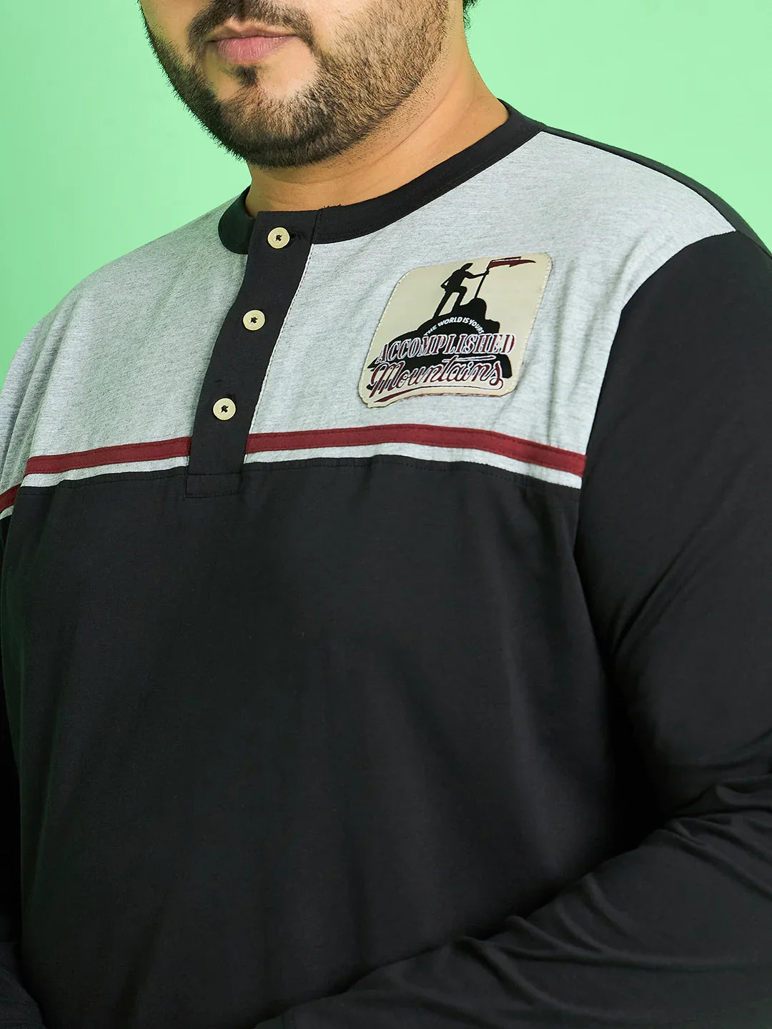 Men Plus Size Rhett Colorblock Henley Tshirt - bigbanana