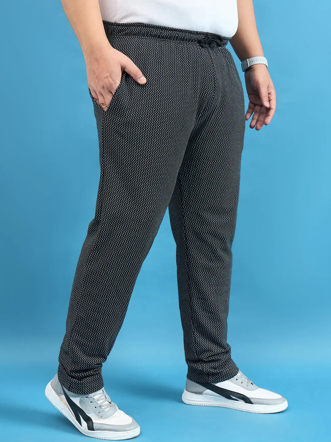 Men Plus Size Kadam Black Printed Trackpant - bigbanana