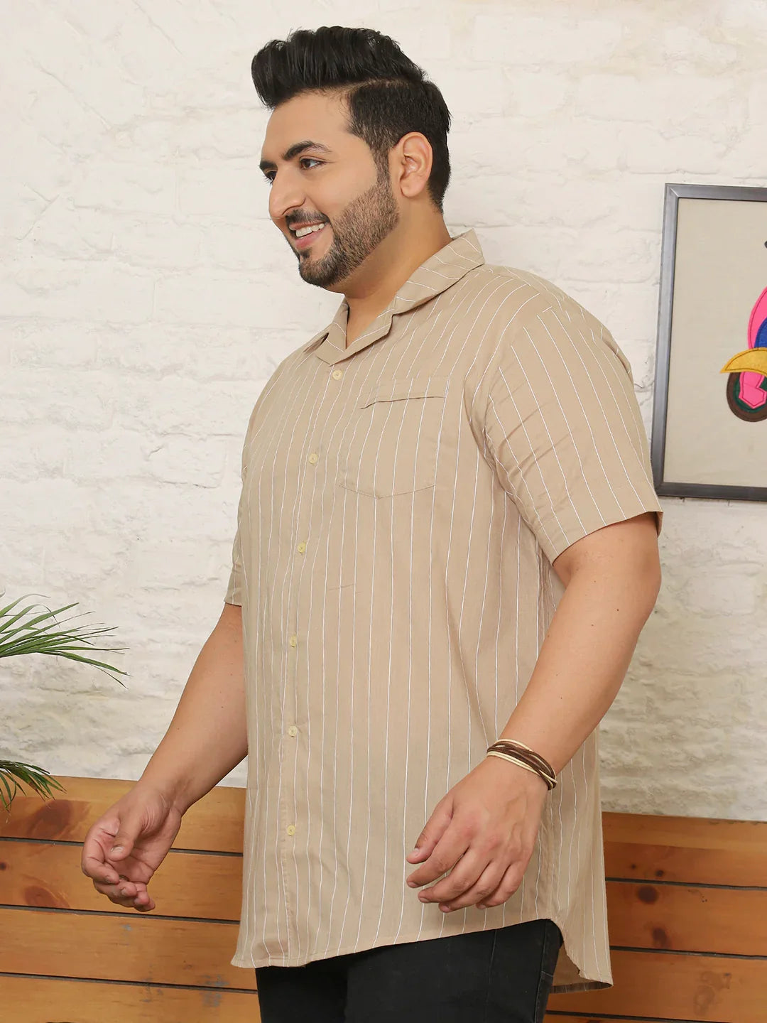 Men Plus Size Kaelix Multicolor Striped Shirt - bigbanana