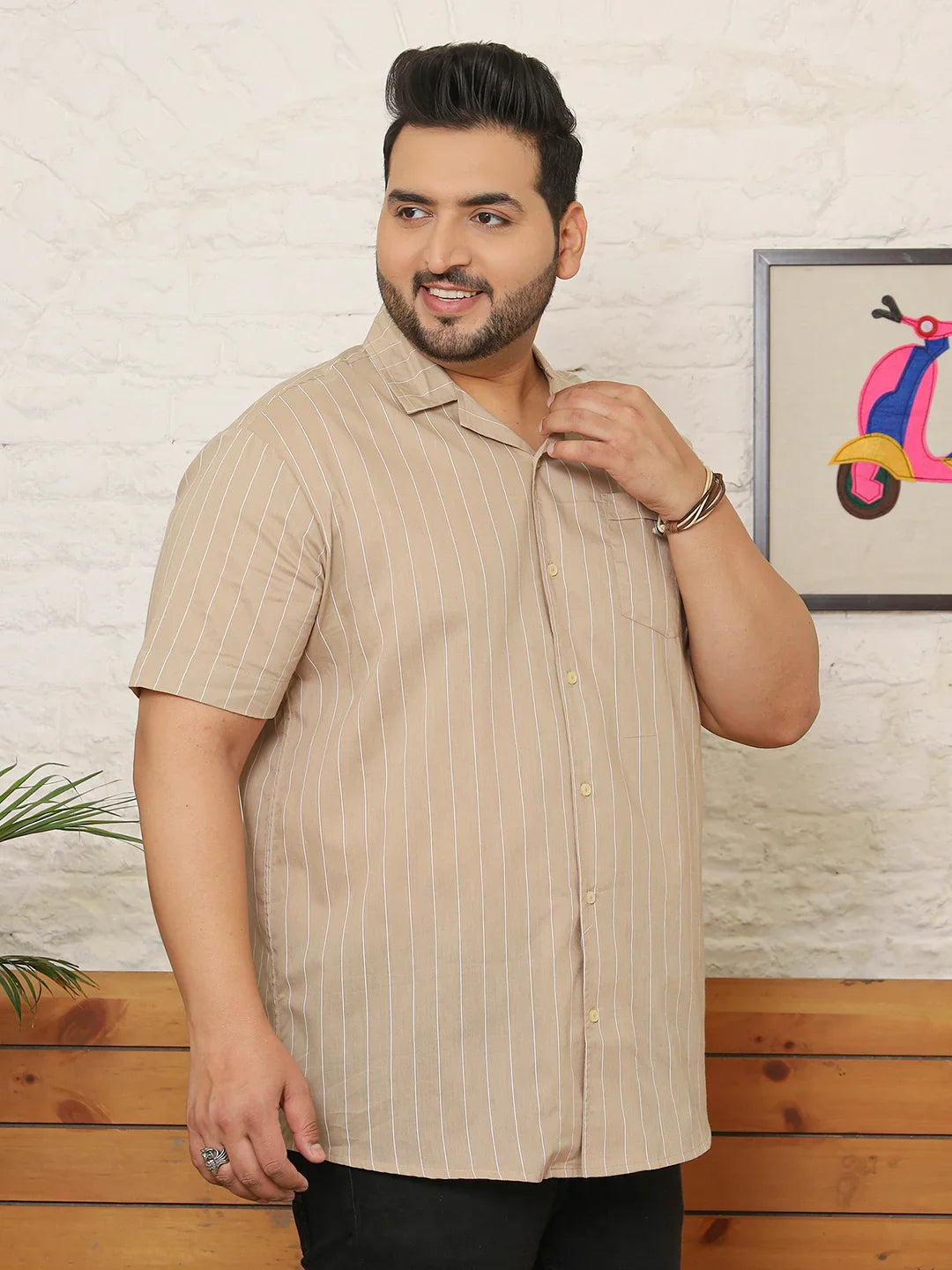 Men Plus Size Kaelix Multicolor Striped Shirt - bigbanana