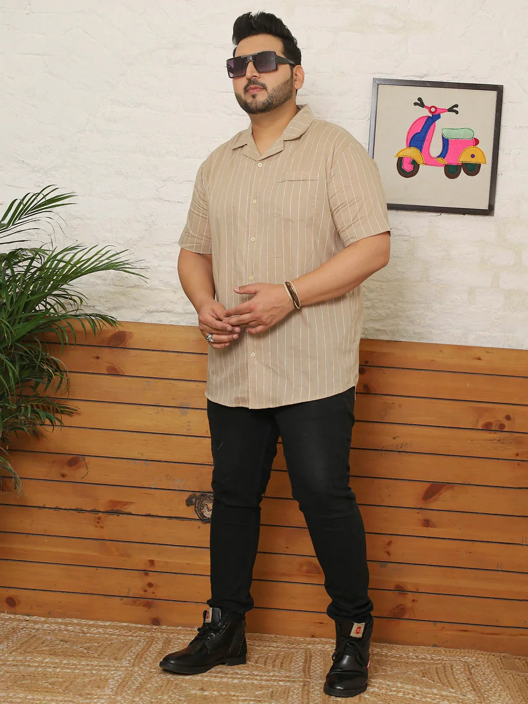 Men Plus Size Kaelix Multicolor Striped Shirt - bigbanana