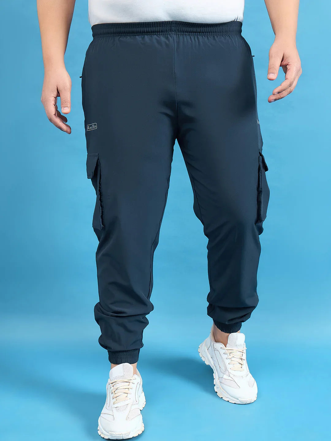 Men Plus Size Kelvin Navy Solid Trackpant - bigbanana