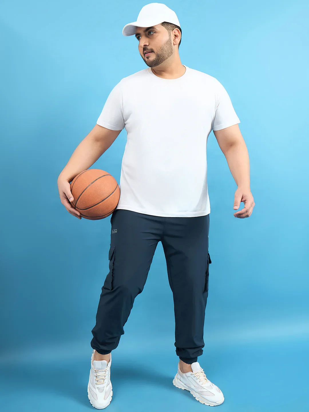 Men Plus Size Kelvin Navy Solid Trackpant - bigbanana