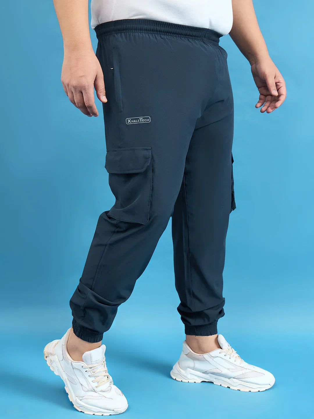 Men Plus Size Kelvin Navy Solid Trackpant - bigbanana