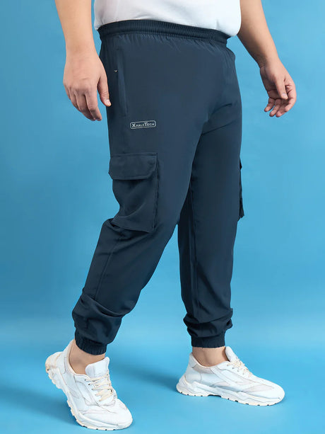 Men Plus Size Kelvin Navy Solid Trackpant - bigbanana
