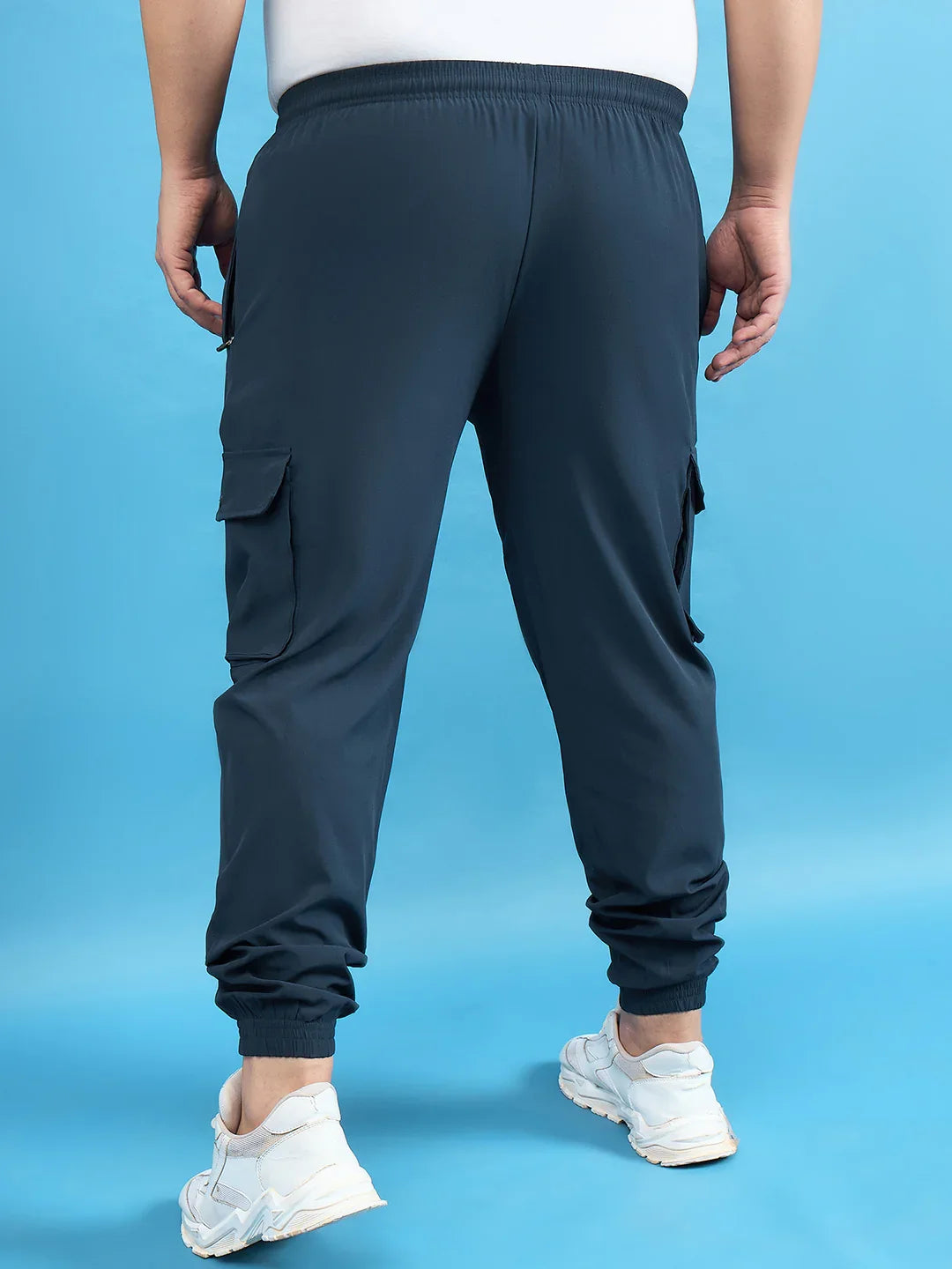 Men Plus Size Kelvin Navy Solid Trackpant - bigbanana