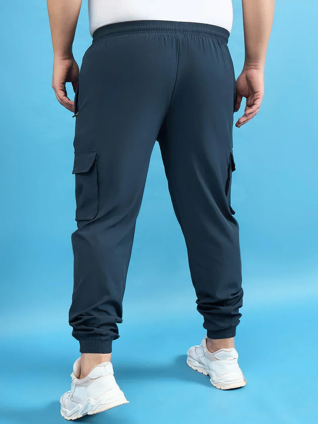 Men Plus Size Kelvin Navy Solid Trackpant - bigbanana