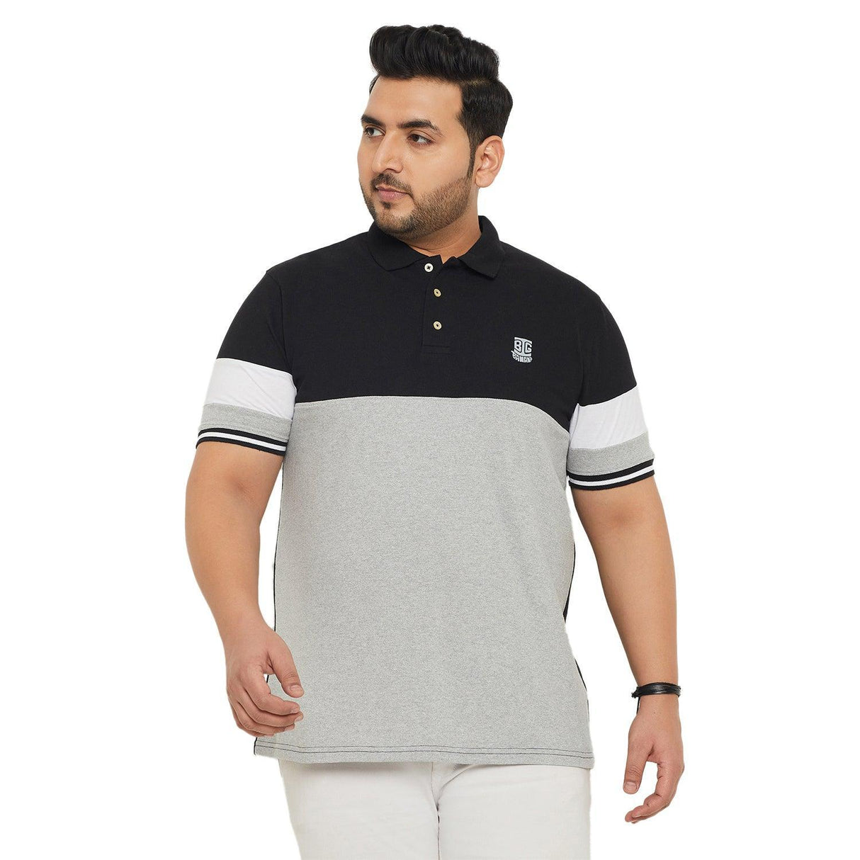 Men Plus Size Kind Colorblock Polo Tshirt - bigbanana