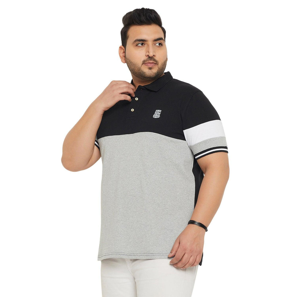 Men Plus Size Kind Colorblock Polo Tshirt - bigbanana
