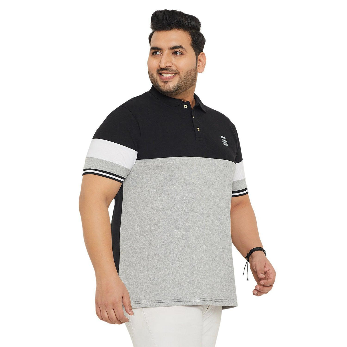 Men Plus Size Kind Colorblock Polo Tshirt - bigbanana
