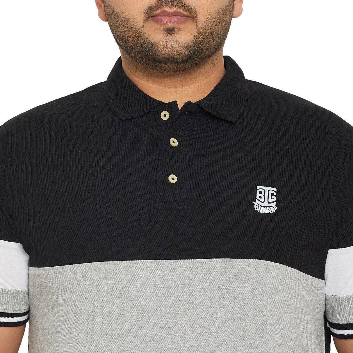 Men Plus Size Kind Colorblock Polo Tshirt - bigbanana
