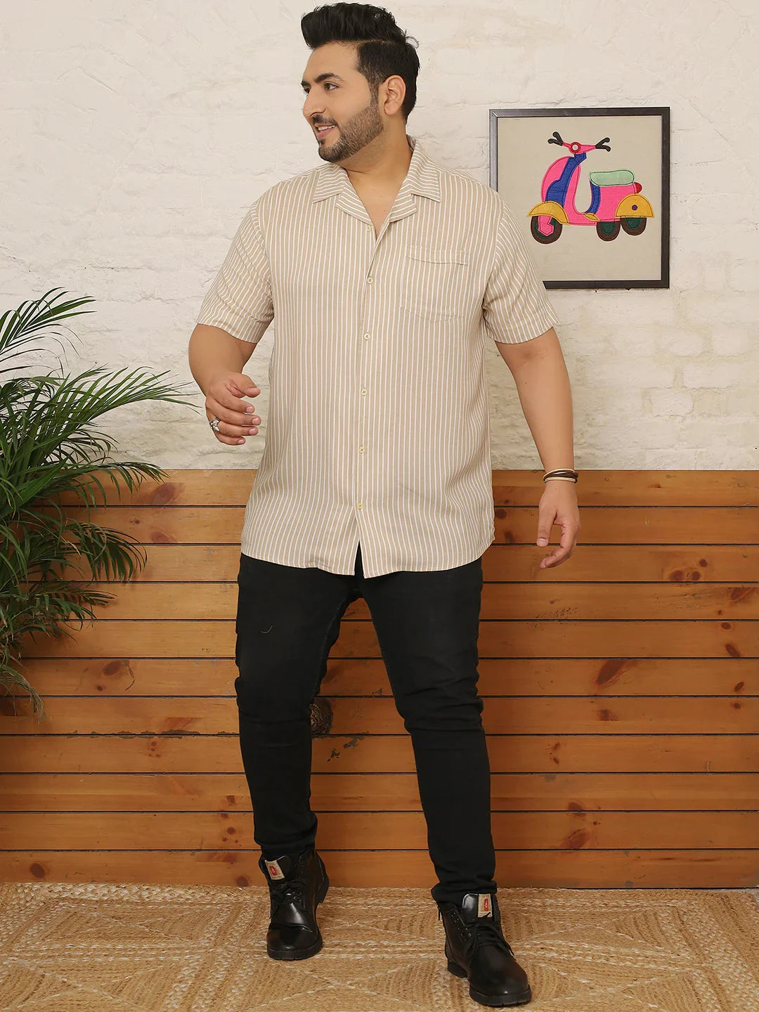 Men Plus Size Klotha Multicolor Striped Shirt - bigbanana