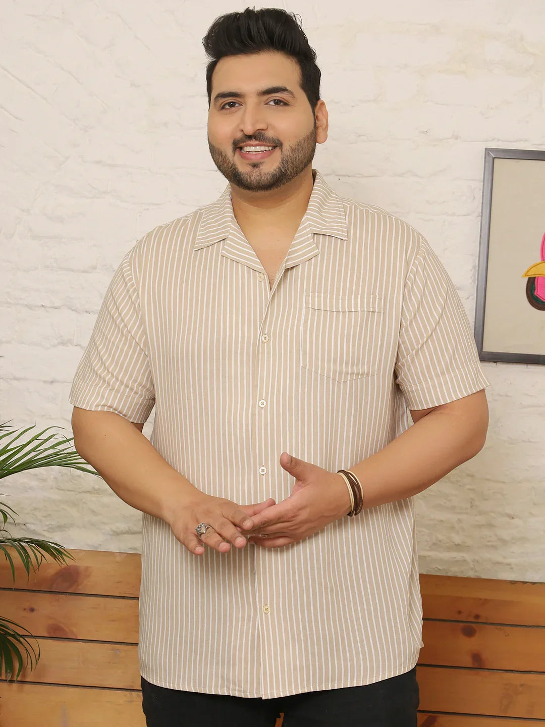 Men Plus Size Klotha Multicolor Striped Shirt - bigbanana