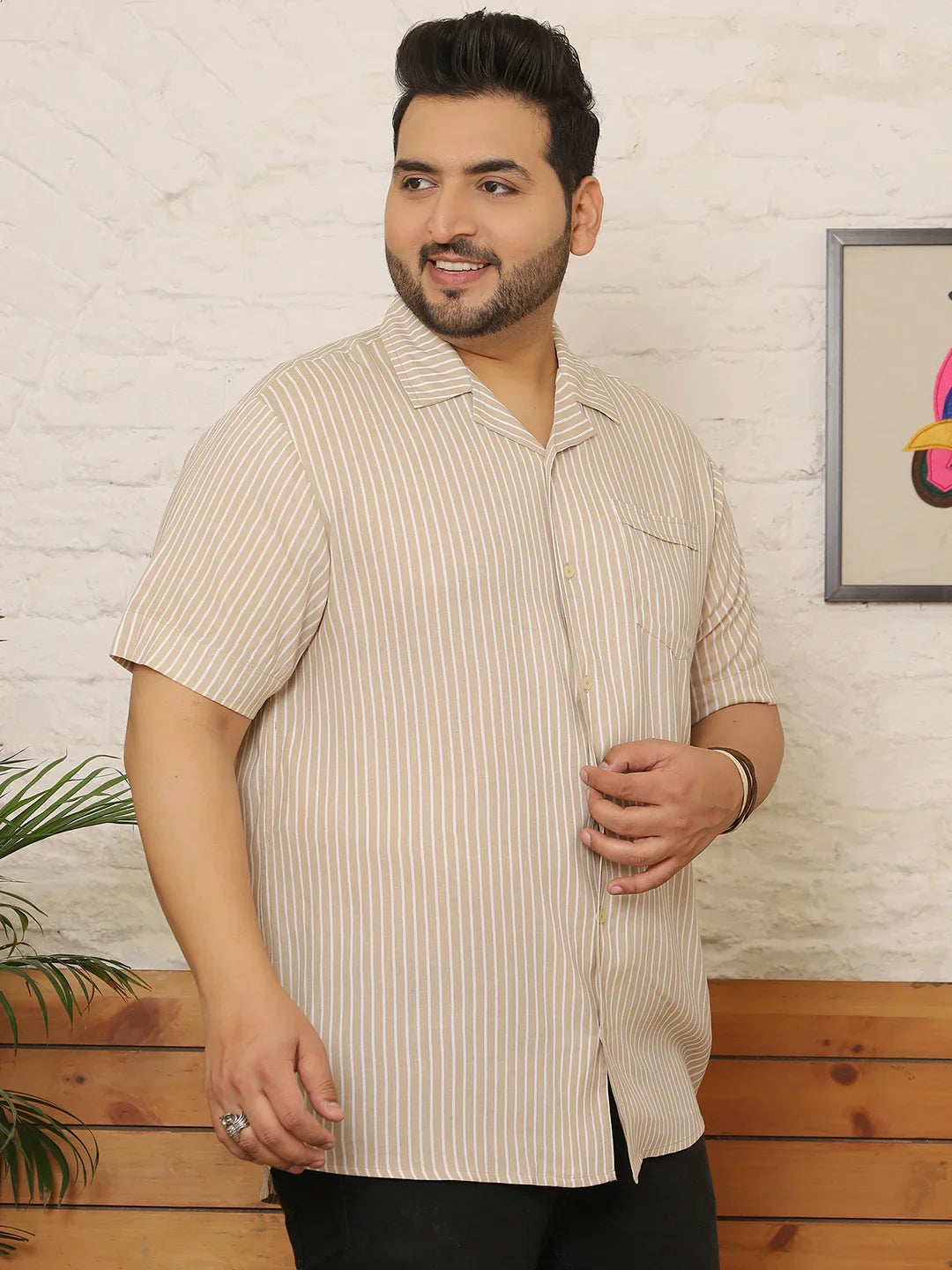 Men Plus Size Klotha Multicolor Striped Shirt - bigbanana