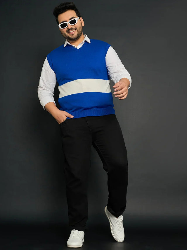 Men Plus Size Konce Colourblocked Sweater - bigbanana