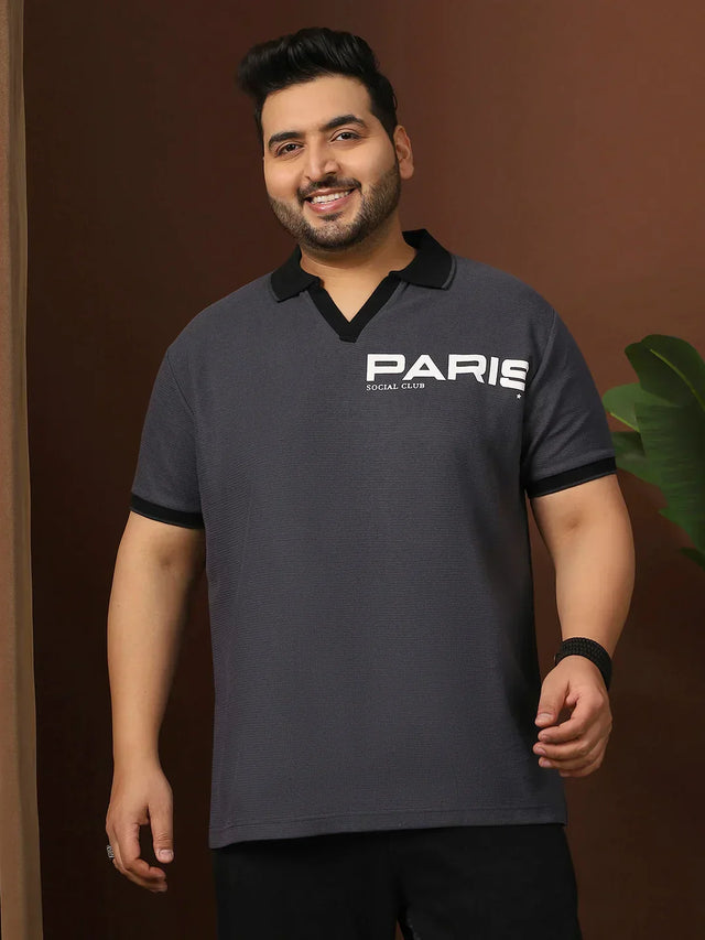 Men Plus Size Kronos Solid Grey Polo Tshirt - bigbanana