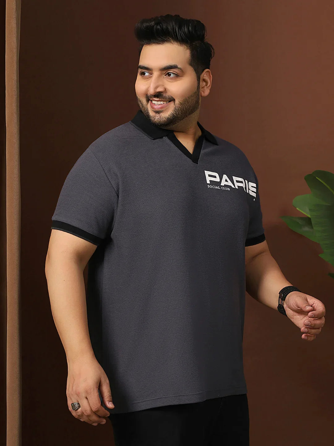 Men Plus Size Kronos Solid Grey Polo Tshirt - bigbanana