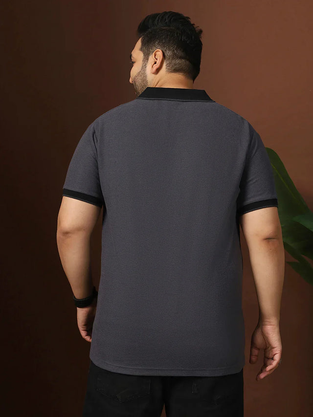 Men Plus Size Kronos Solid Grey Polo Tshirt - bigbanana