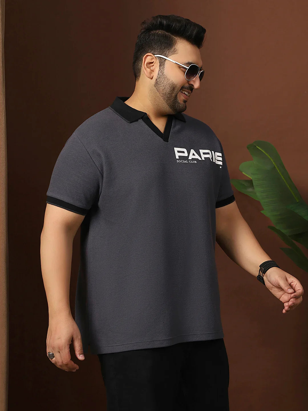 Men Plus Size Kronos Solid Grey Polo Tshirt - bigbanana