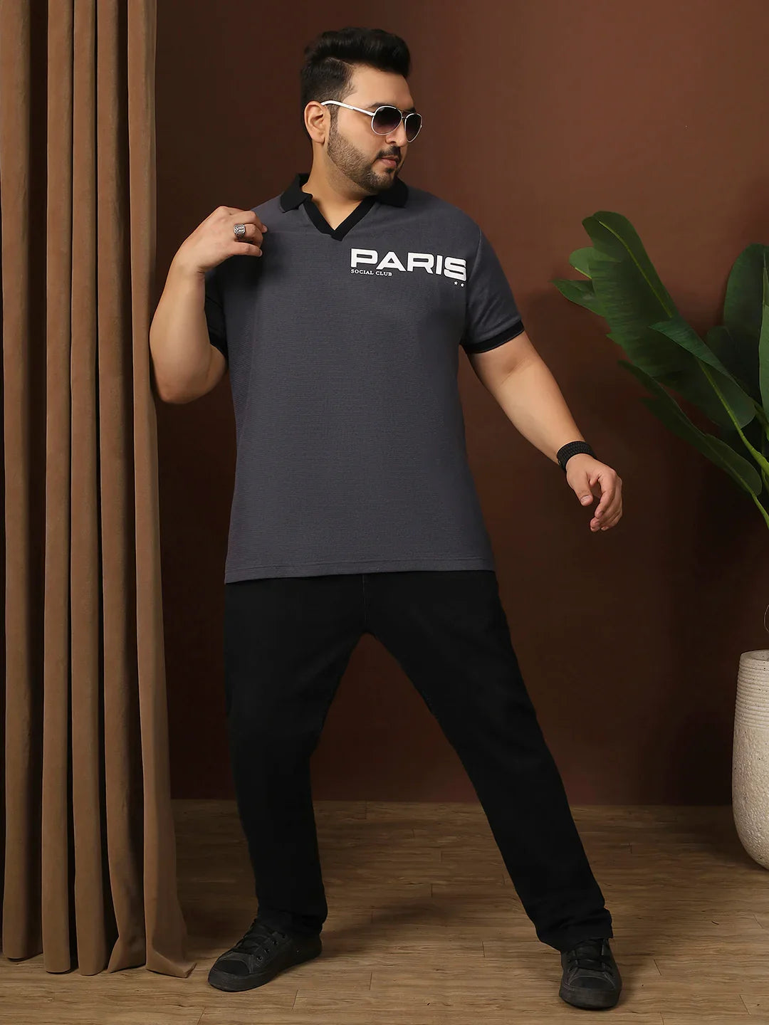 Men Plus Size Kronos Solid Grey Polo Tshirt - bigbanana