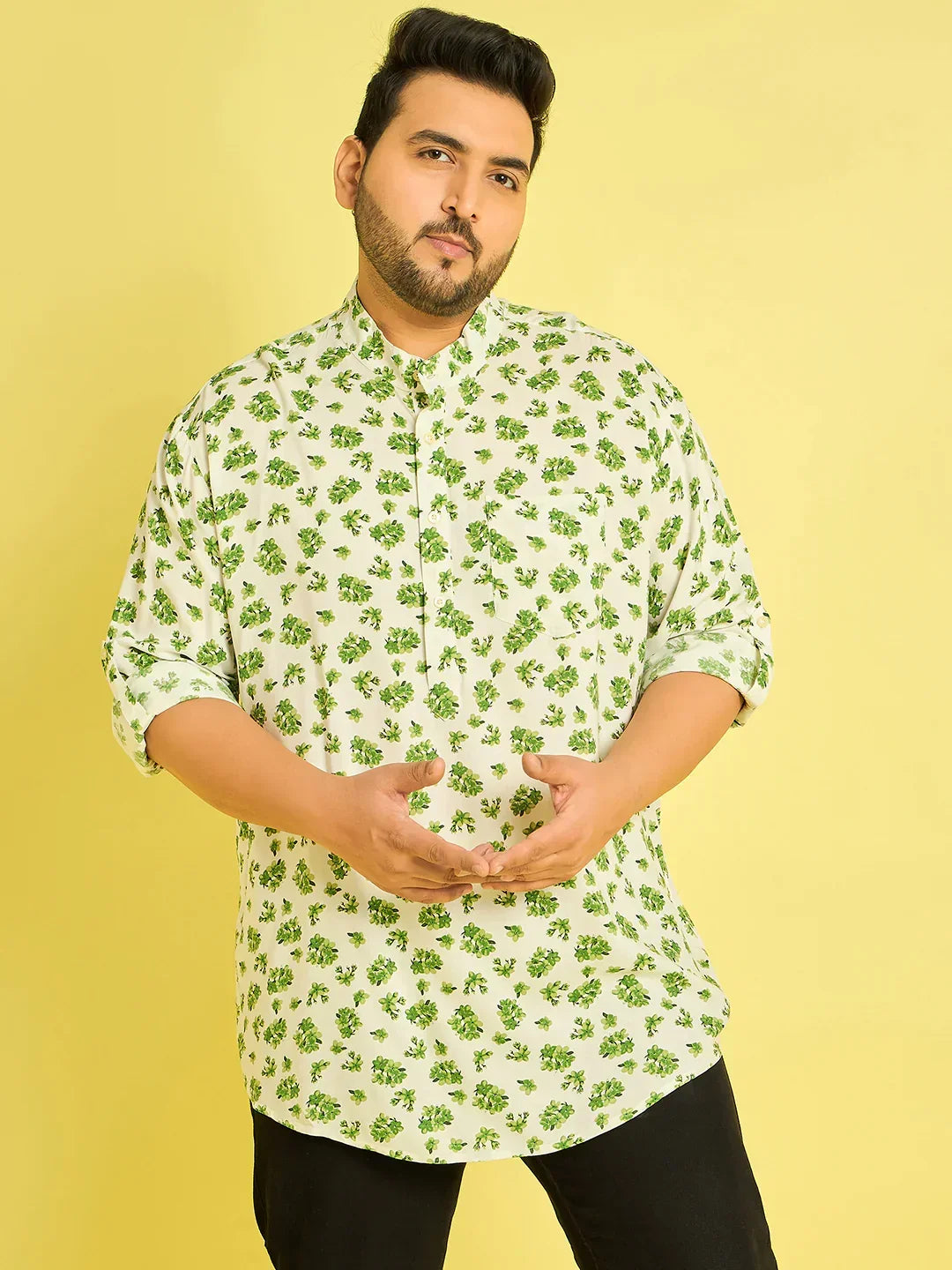 Men Plus Size Adonis Floral Kurta - bigbanana