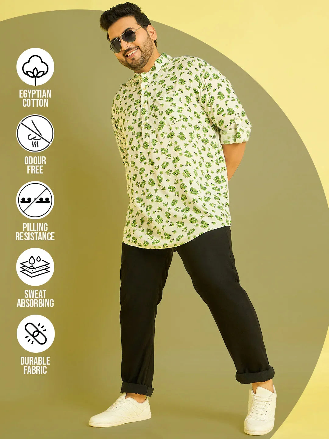 Men Plus Size Adonis Floral Kurta - bigbanana