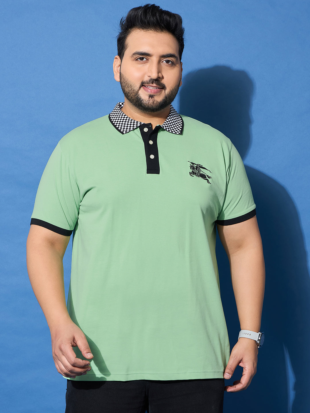 Men Plus Size Leaf Green Solid Polo Tshirt