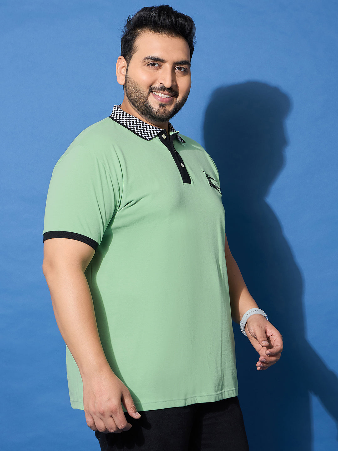 Men Plus Size Leaf Green Solid Polo Tshirt
