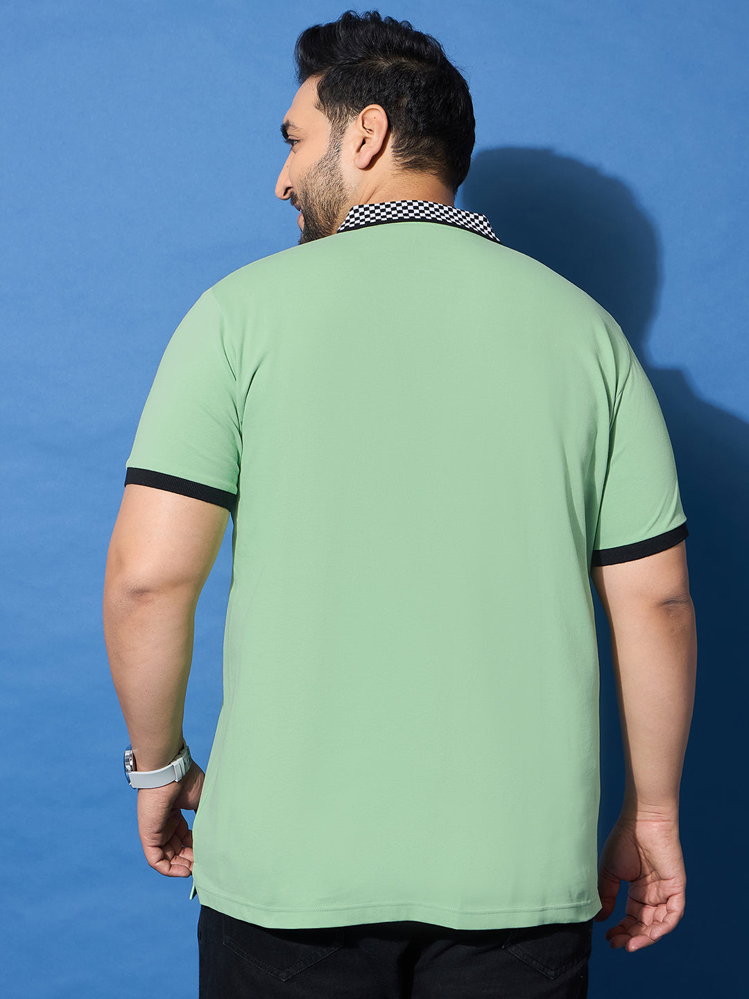 Men Plus Size Leaf Green Solid Polo Tshirt