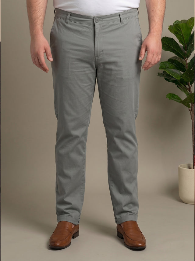 Men Plus Size Concrete Grey Solid Trousers
