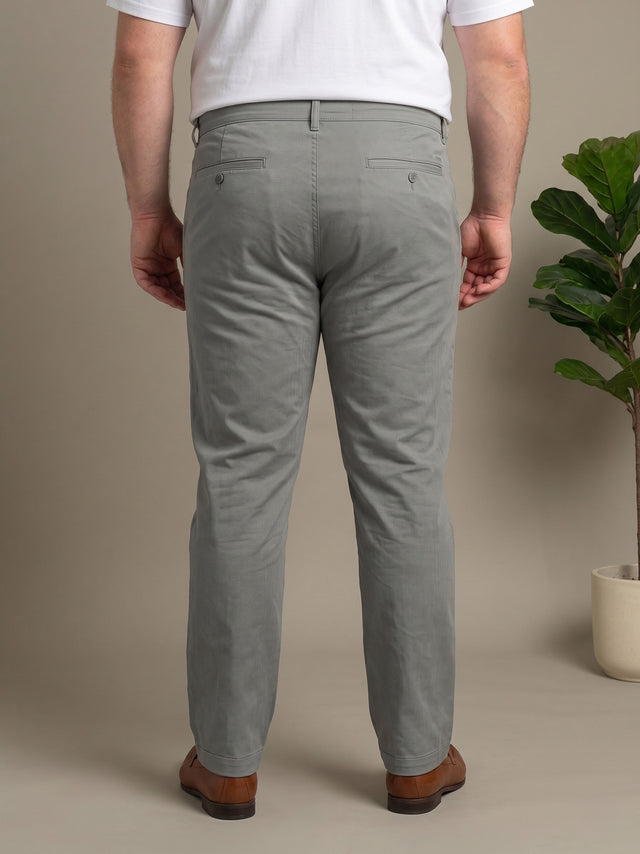 Men Plus Size Concrete Grey Solid Trousers
