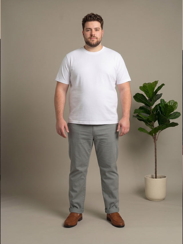 Men Plus Size Concrete Grey Solid Trousers