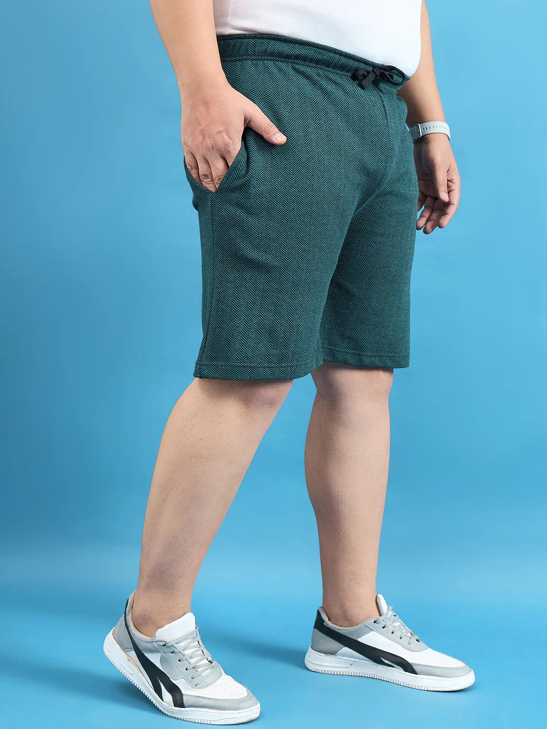 Men Plus Size Lesnar Teal Solid Shorts - bigbanana