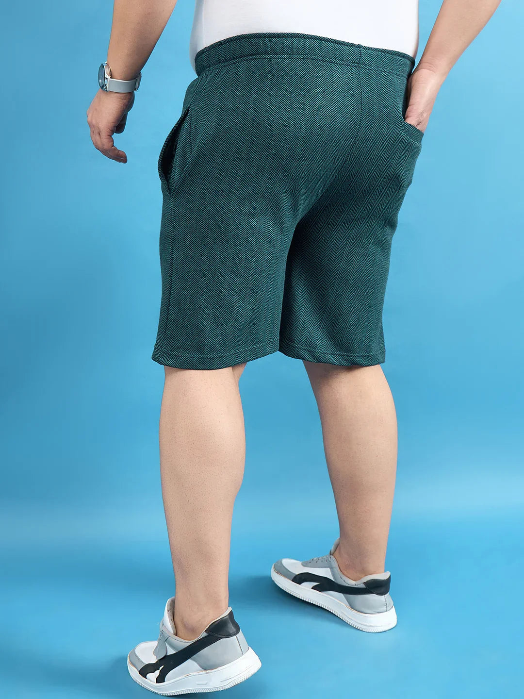 Men Plus Size Lesnar Teal Solid Shorts - bigbanana