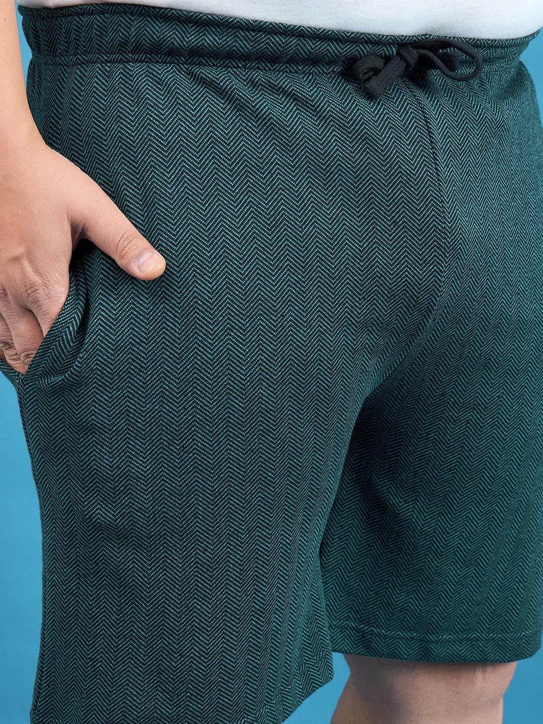 Men Plus Size Lesnar Teal Solid Shorts - bigbanana