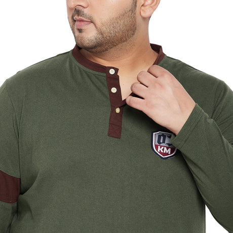 Men Plus Size Levitt Solid Henley Tshirt - bigbanana