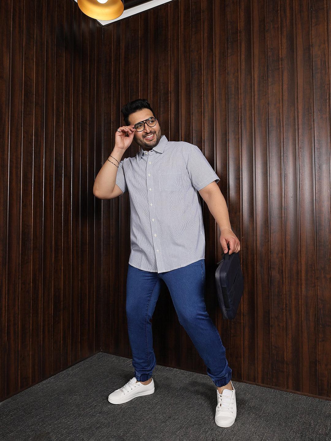 Men Plus Size Lima Striped Shirt - bigbanana