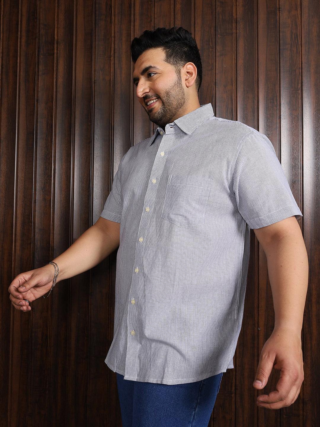 Men Plus Size Lima Striped Shirt - bigbanana