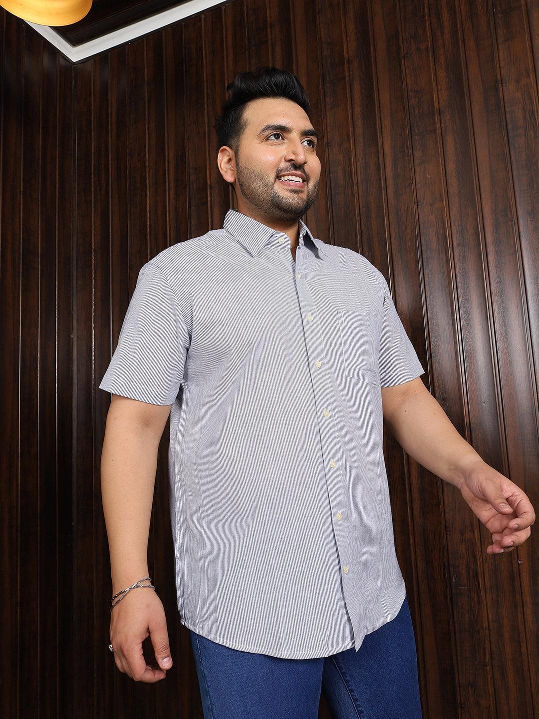 Men Plus Size Lima Striped Shirt - bigbanana