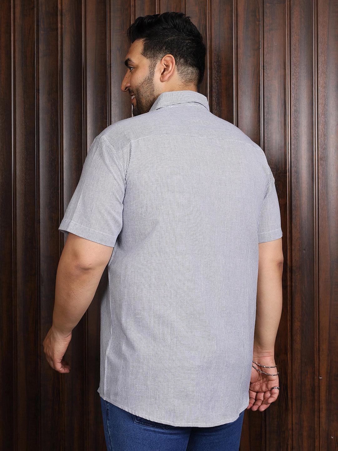 Men Plus Size Lima Striped Shirt - bigbanana