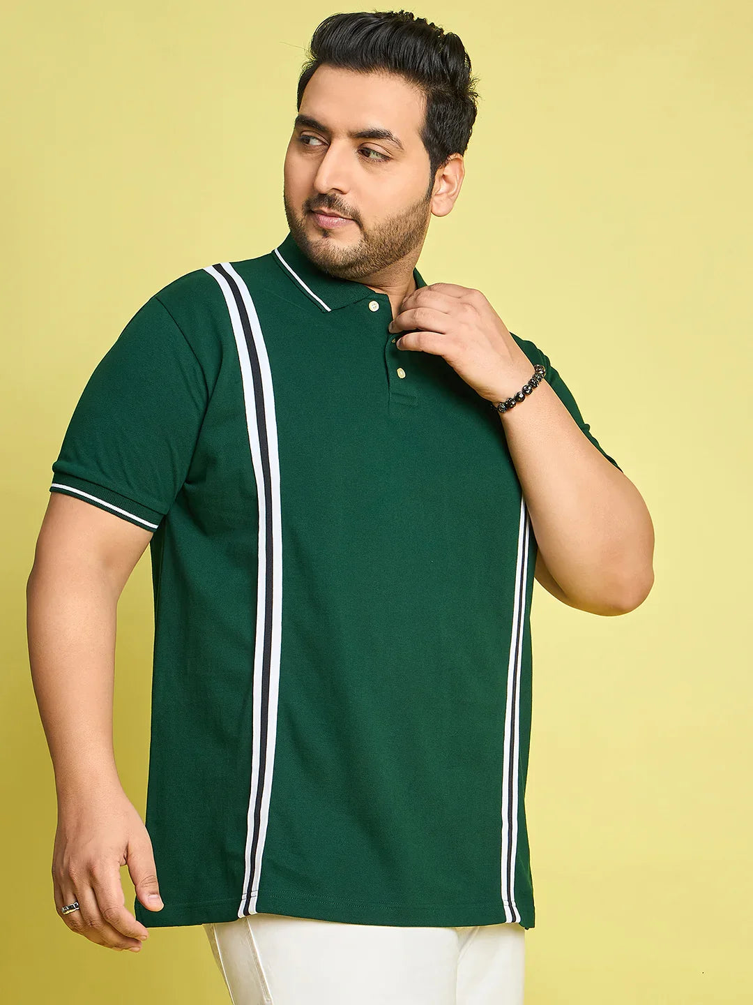 Men Plus Size Lingo-Green Solid Polo Tshirt - bigbanana