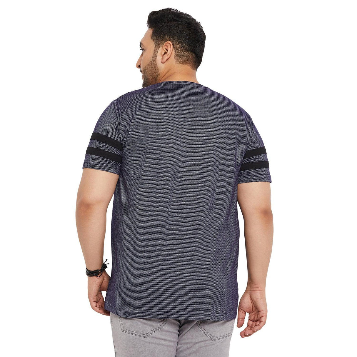 Men Plus Size Link Jacquard Round Neck Tshirt - bigbanana